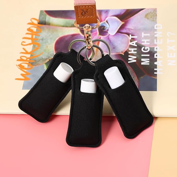 COOKOOKY Chapstick Holder Keychain Cute Lip Balm Keychain Holder with Clip