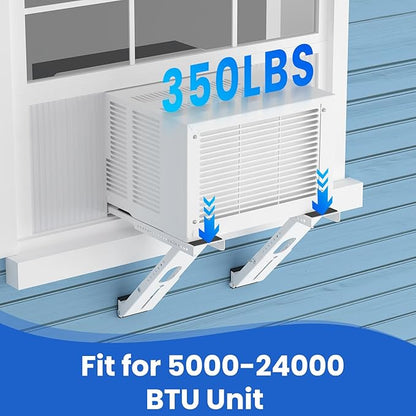 No Drill Window AC Support Bracket: Adjustable Air Conditioner Support Bracket, Heavy Duty, Fits Single & Double-Hung Windows, Universal Units for 5000-24000 BTU, Up to 350 lbs