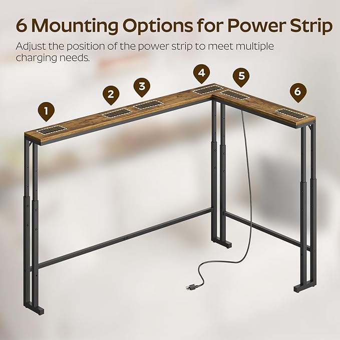 78.7" Narrow Console Table with Adjustable Height (27.6"-35.4"), L Shaped Sofa Table Narrow Long, Skinny Behind Couch Table with USB-C Ports, 5.9" Wide Sofa Side Table, Rustic Brown CT29UBR