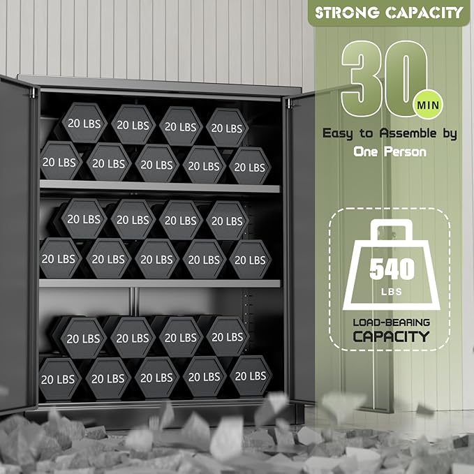 Oakcloud Metal Storage Cabinet Tool Organizer, 36" Lockable Garage Storage Tool Cabinets with 2 Doors and 2 Adjustable Shelves, Locking File Cabinet for Office, Home, School (36“-Black)