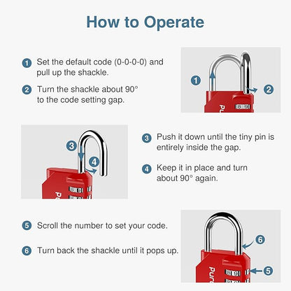 Puroma 2 Pack Combination Lock for Locker 4 Digit Outdoor Waterproof Padlock for School, Gym, Sports, Fence, Toolbox, Gate, Case, Outdoor, Hasp Storage, Cabinets (Red & Black)