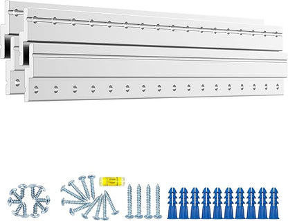 17" Heavy Duty French Cleat Picture Hanger,Aluminum Z Bar Clips, Interlocking Wall Mounting Brackets for Hanging Mirror, Panel, Whiteboard, Cabinet, Shelf, Headboard, Photoes (2 Pairs up to 150 lbs)