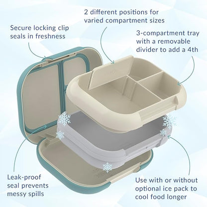 Bentgo Chill Max Leak-Proof XL Lunch Box - Included Ice Pack Keeps Food Cold; 5-Cup Capacity for Adults & Ages 8+, 3 or 4 Compartment Bento Box, BPA-Free, Dishwasher Safe (Bone & Glacier Blue)