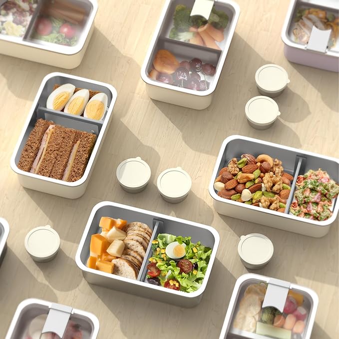 Stainless Steel Bento Lunch Box for Adult, 42oz Leak-Proof Lunch Box Containers, Microwave-Safe, with Adjustable Divider, Convenient Metal Lunchbox for Work, Travel