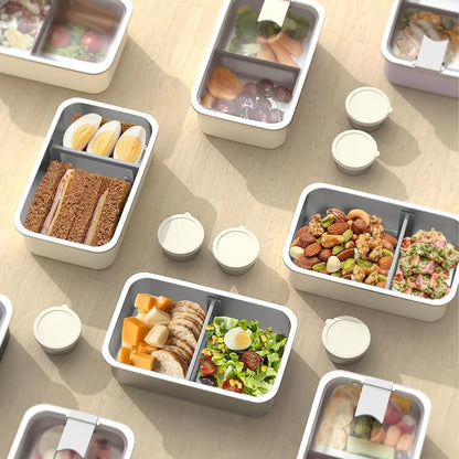 Stainless Steel Bento Lunch Box for Adult, 42oz Leak-Proof Lunch Box Containers, Microwave-Safe, with Adjustable Divider, Convenient Metal Lunchbox for Work, Travel