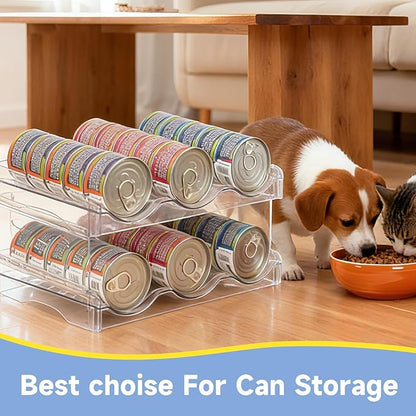 Cat Food Can Organizer,Can Organizer for Pantry,2-Layers Transparent Cat Food Organizer Container Holds 36 (3.5oz) Cans,Canned Cat Food Organizer and Storage for Countertop Kitchen Cabinet