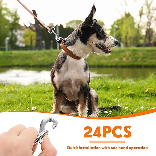 Therwen 24 Pcs Swivel Snap Hooks for Dog Leash Heavy Duty 2.76 Inch Flag Clasp Single Ended Clip Hooks Multipurpose Bolt Snap for Keychain Camera Strap Linking Pet Leash(Delicate Style,1")