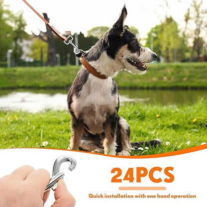 Therwen 24 Pcs Swivel Snap Hooks for Dog Leash Heavy Duty 2.76 Inch Flag Clasp Single Ended Clip Hooks Multipurpose Bolt Snap for Keychain Camera Strap Linking Pet Leash(Delicate Style,1")