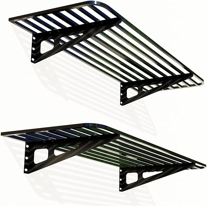 Garage Wall Shelving 2-Pack 2x4ft Garage Shelving（24-inch-by-48-inch） Wall Shelf Garage Storage Rack Floating Shelves, Space-Saving Black