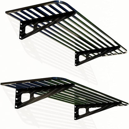 Garage Wall Shelving 2-Pack 2x4ft Garage Shelving（24-inch-by-48-inch） Wall Shelf Garage Storage Rack Floating Shelves, Space-Saving Black