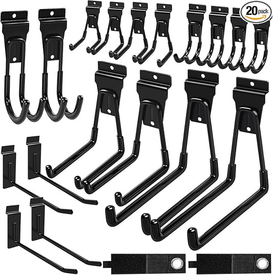 Slatwall Hooks Black 20Pack Firmly and Durable Slatwall Accessories,Perfect for Organizing Garden Tools and Heavy Duty Tools and Garage Hooks Organize Your Space Efficiently
