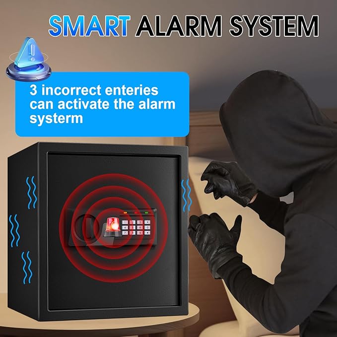 2.3 Cuft Fire Proof Safe for Home Documents Use, Small Home Safes Water and Fireproof with Digital Keypad and Spare Key, Removable Shelf, Steel Personal Fireproof Safety Box for Documents Cash, Money
