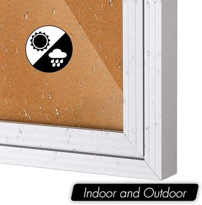 INNOVART Enclosed Bulletin Board 36”x24”, Lockable Cork Noticeboard with Aluminum Frame, Outdoor Enclosed Bulletin Board Weatherproof, Wall Display Case with Swing-Open Door Information Cabinet