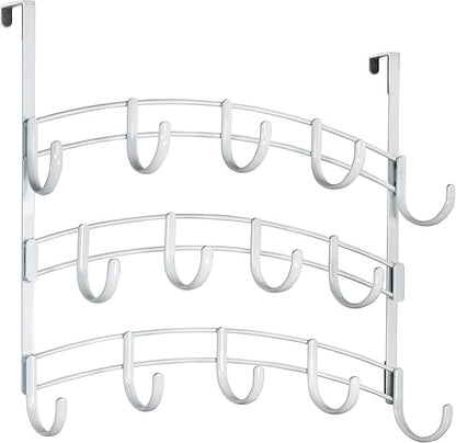 LYNK Professional® Home™ Over The Door Hooks - 14 Hook Over The Door Hanger - Over Door Coat Rack - Hanging Towels or Clothes - Bathroom, Bedroom or Laundry Room - Lifetime Ltd. Warranty – White