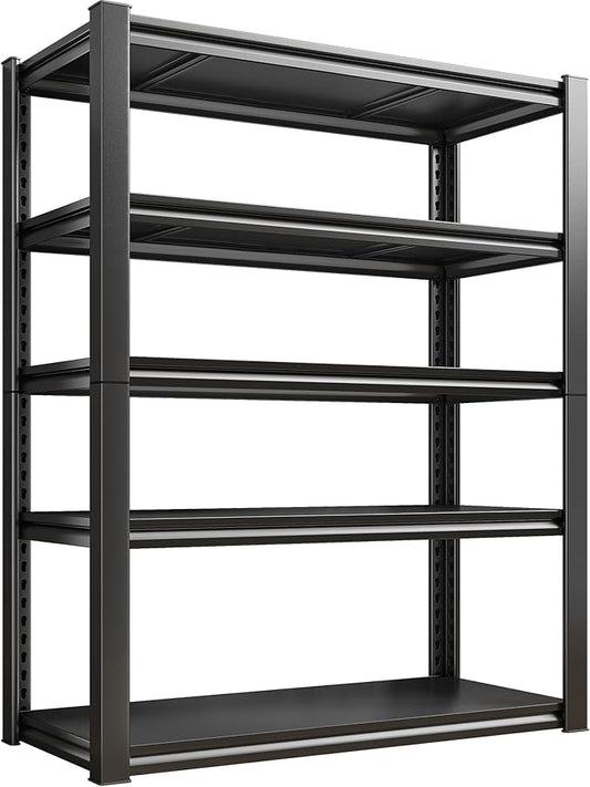 Raybee Storage Shelves, 72" H Garage Shelving, 5-Tier Adjustable Garage Shelves, 2000LBS Metal Shelving for Basement, Garage, Warehouse, Pantry, 72" H x 31.5" W x 16.5" D, Black