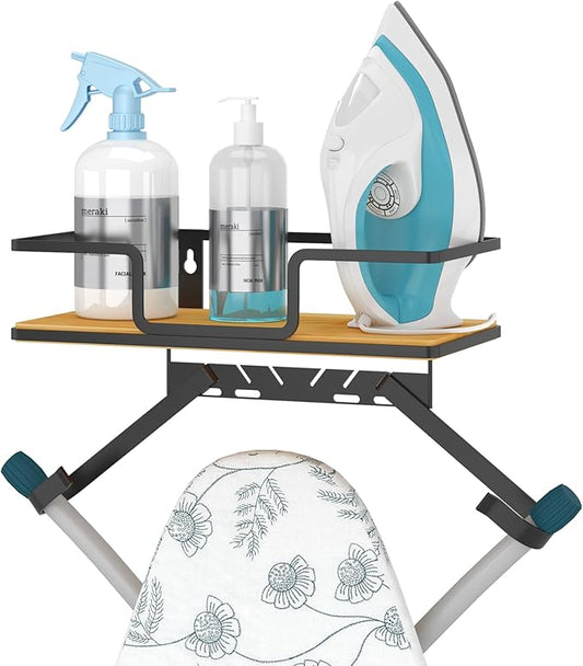 efluky Ironing Board Hanger Wall Mount, Ironing Board Holder Organizer for T-Leg & Y-Leg Ironing Boards, Space Saving Laundry Storage Rack, White