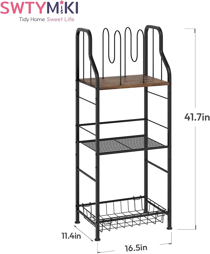SWTYMIKI Free Standing Towel Rack - 3 Tier Towel Racks for Bathroom with M-Shaped Dividers, Durable Metal Towel Holder, Pool Towel Rack, Space-Saving Towel Storage Organizer, Modern Bath Towel Shelf