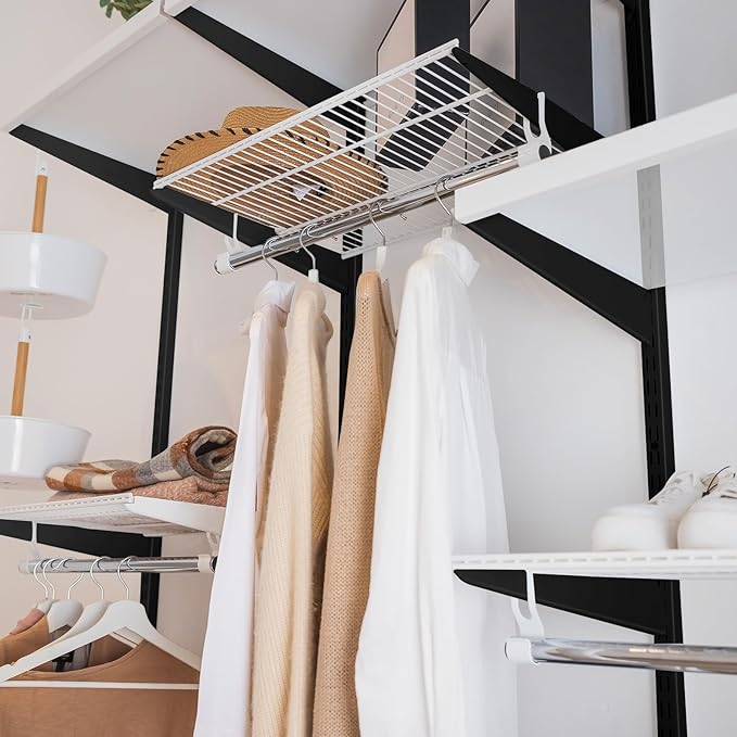 4 Pcs Twin Rail Upright Wall Shelving System 47. 5 Inch with 12 Pcs Shelf Bracket Heavy Duty Adjustable Storage Rack Metal Support System for Kitchen Closet Home Indoor(Black)