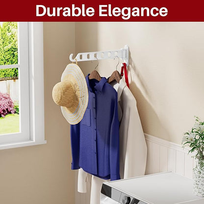 Wall Mounted Drying Rack 1 Pack, Foldable Laundry Drying Rack with 6 Holes, Laundry Space Saver for Indoor & Outdoor Use