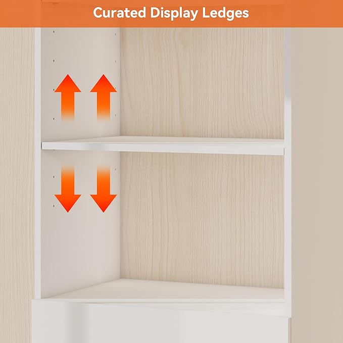 47" High Modular Closet Organizer System with 2 Hanging Rails,Closet Shelves& Wall Mount Shelving, Walk in Closet Bedroom Organization, Built in Clothes Storage, Closet Organizers and Storage, White