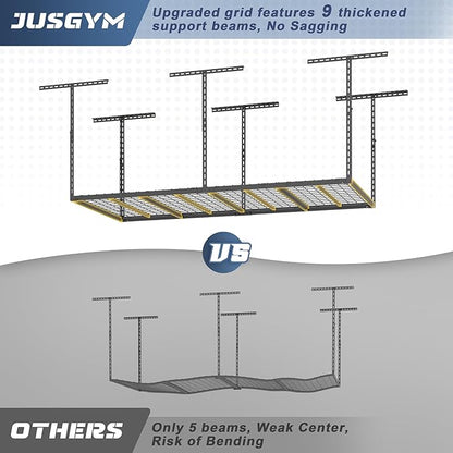 3X6FT Overhead Garage Storage Rack, 26"-40" Height Adjustable Garage Ceiling Storage Racks, Heavy Duty Metal Overhead Storage Organizer System, 450LBS Weight Capacity