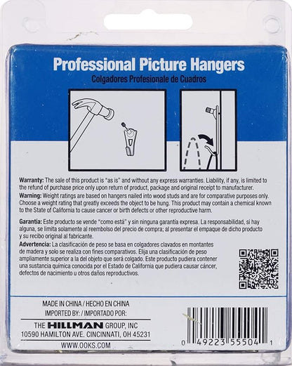 OOK 535890 Professional Picture Hangers, Art Hangers, Padded, Reusable Picture Hooks, 30lb (25 set)
