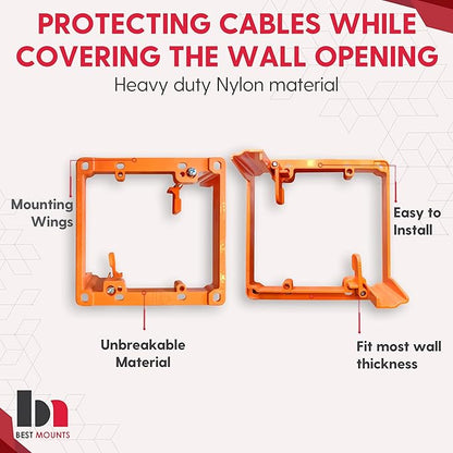 BestMounts Low Voltage Mounting Bracket 2 Gang, 2 Pack for Dual Gang Wall Plate, Telephone Wires, Network Cables, HDMI, Coaxial, Speaker Cables - Low Voltage Box Cable Wall Plate Bracket, Mud Ring