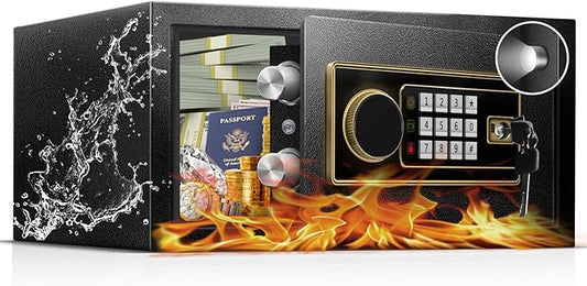 1.2 Cu Ft Fireproof Safe Box for Home - Steel Lock Box for Office & Home Security, Digital Electronic Keypad, Alarm System, Silent Mode, Safety Box for Documents Money Jewelry Laptop