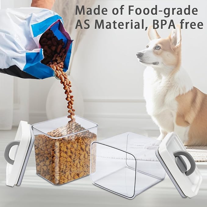 Geyecete dog treat container 2 Pack 1.8L dog treat jar PET transparent jars dog food storage sealed jars airtight cat treat container Food grade