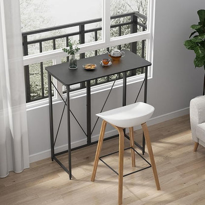 39.37" Folding Standing Desk, Small Laptop Stand Up Desk for Sitting or Standing, No Assembly Needed, Portable, Tall Foldable Desk for Home, Office, Small Spaces (Black)