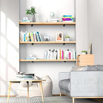 Floating Shelf Brackets 12 inch, Heavy Duty Wall Shelf Bracket 10 Pack for Shelves Support, Hidden Metal L Brackets with Mounting Hardware (1/5'' Thick)