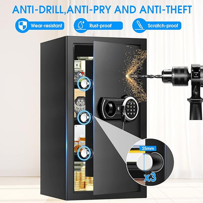 6.0 Cuft Extra Large Fire Safe Box for Home, Document Safe Box Fireproof Waterproof with Combination Keypad, Spare Keys and Removable Shelves, Digital Safes for Home Office Money Valuables