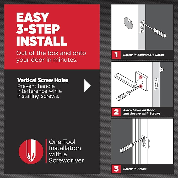 Kwikset Halifax Keyed Storeroom Entry Door Handle with Lock and Key, Secure Keyed Reversible Lever Exterior, for Front Entrance and Bedrooms, Satin Chrome, Pick Resistant Smartkey Rekey Security