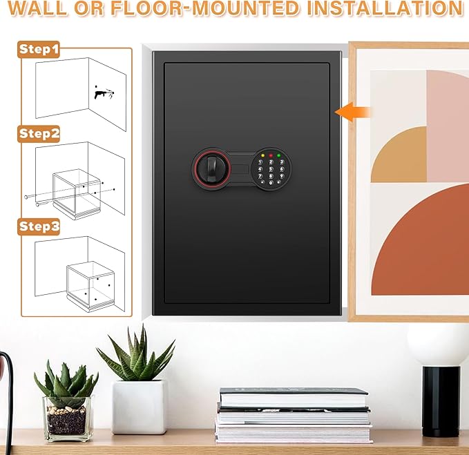 [19.7" Tall] Large Fireproof Home Safe Box, Anti-theft Safes with Dual Alarm System, Programmable Keypad and Spare Keys, Digital Fire Proof Safe for Home Money Firearm Documents Medicines