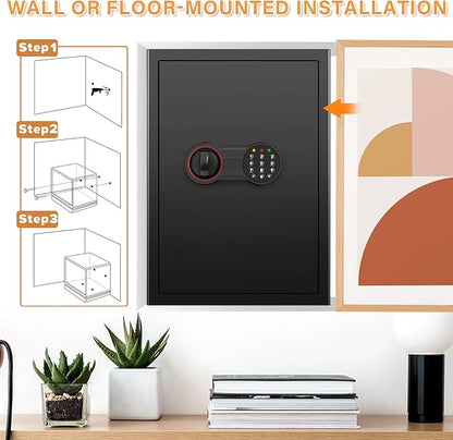 [19.7" Tall] Large Fireproof Home Safe Box, Anti-theft Safes with Dual Alarm System, Programmable Keypad and Spare Keys, Digital Fire Proof Safe for Home Money Firearm Documents Medicines