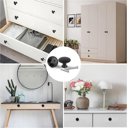 Romeda 18 Piece Drawer Knobs, Black Cabinet Knobs with Screw, 30mm Drawer Pulls for Dresser, Kitchen, and Cabinet Drawers