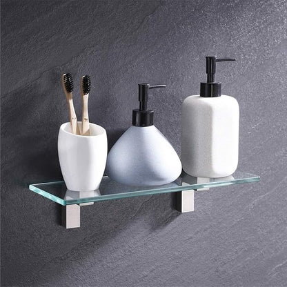 Solid Metal Adjustable Wood/Glass Shelf Bracket Wall Mount, Brushed Nickel, 2 Pack