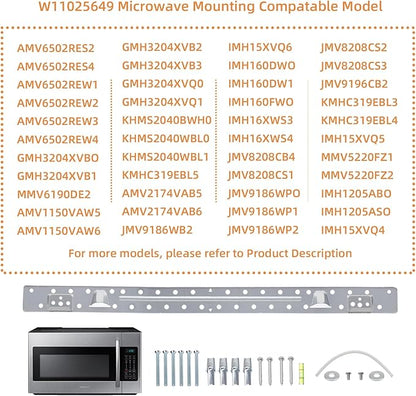 W11025649 Microwave Mounting Bracket Kit Compatible with Whirlpool Microwave Wall Mount Plate with Hardware Screws Bolts Kit Replace 4545957,AP6245752,PS12074431,W10440498,W10245177