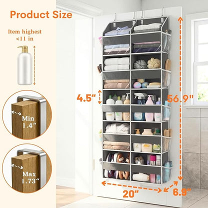 2 Pack Over the Door Organizer 5 Tiers, Extra Large Behind Door Storage of 10 Compartments, 80 lbs Weight Capacity Over Door Organizer, Door Hanging Organizer for Closet, Diaper Organizer,Room storage