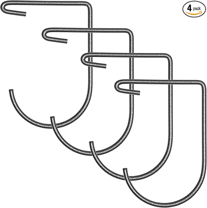 Heavy-Duty Overhead Storage Rack + Wall Mount Shelving Hooks – 4-Pack Steel Storage Hooks for Bikes, Ladders, Tools & Gear – Fits Overhead Racks & Shelving (Powder Coated)