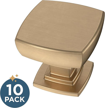 Franklin Brass (10-Pack) – Square Champagne Bronze Cabinet Knobs for Dressers, Drawers, Kitchen Cabinet Door, Vanity, Furniture, Closet Knobs, 1-1/8 Inch | Parow