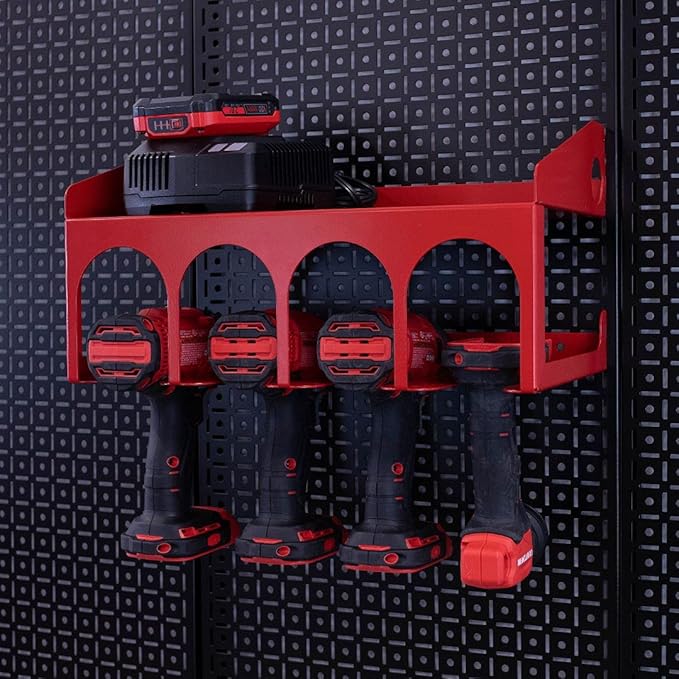OmniWall Cordless Drill Holder Tool Organization System Red