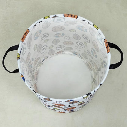 LANGYASHAN Laundry Basket Canvas Fabric Collapsible Organizer Basket for Storage Bin Toy Bins Gift Baskets Bedroom Clothes Children Nursery Hamper (Colorful Balls)