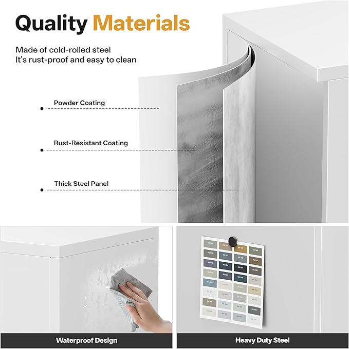 Metal Storage Cabinet with 2 Drawers 71" H,White Metal Garage Cabinets with 2 Lockable Doors and Adjustable Shelves Easy to Assemble for Home Office, Kitchen,Pantry,Garage,Warehouse