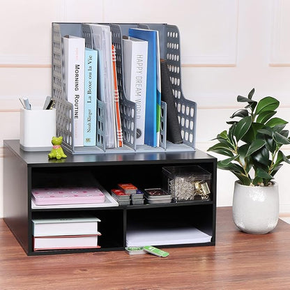 EMERIT Printer Stand for Desk - 2 Tier Desktop Printer Stand with Paper Storage, Printer Riser Organizer for Home Office, Holds up to 30 lbs, Black