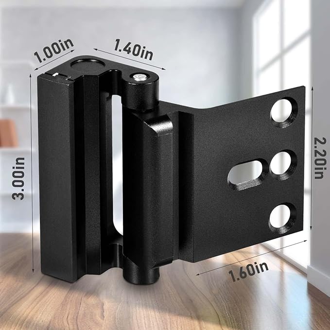 4Pack Home Security Door Reinforcement Lock, Childproof Safety Door Lock Latch Inside Stopper, Add High Security to Prevent Home Unauthorized Entry, Aluminum Construction Finish Black