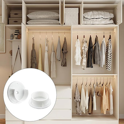 HOME MASTER HARDWARE Plastic Closet Pole Socket,1-3/8'' Closet Rod Holders, White U-Shaped Open Type Socket Bracket,Wardrobe Bracket, Shower Curtain Rod Pole End Supports Sockets Flange, 4 Set