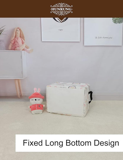 HUNRUNG Rectangle Storage Basket Cute Canvas Organizer Bin for Pet/Children Toys, Books, Clothes Perfect for Rooms/Playroom(Rec-Rainbow)