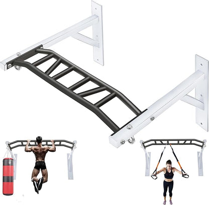 Upgrade Pull Up Bar Wall Mounted,Heavy Duty Multi Grip Chin Up Bar for Strength Training, 600 lbs Capacity, Durable Steel Construction, Perfect for Home and Garage Workouts
