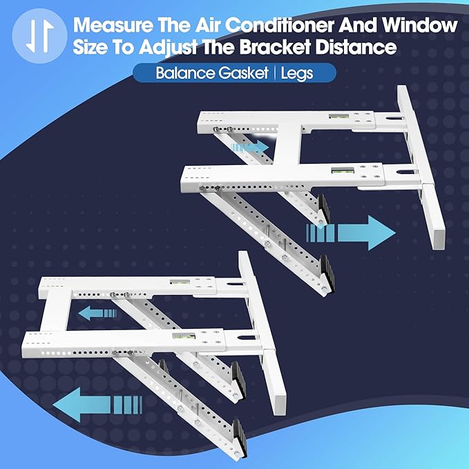 Air Conditioner Support Bracket, Adjustable Window AC Bracket, No Drilling, Heavy Steel Air Conditioner Stand Fit Most Single and Double-Hung Windows, Hold Up to 220lbs